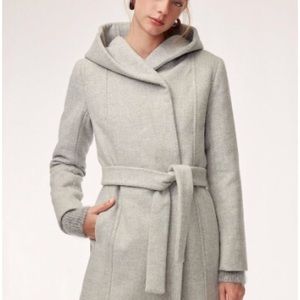 Aritzia Wilfred Brenna Hooded Wool Wrap Coat in Grey Small